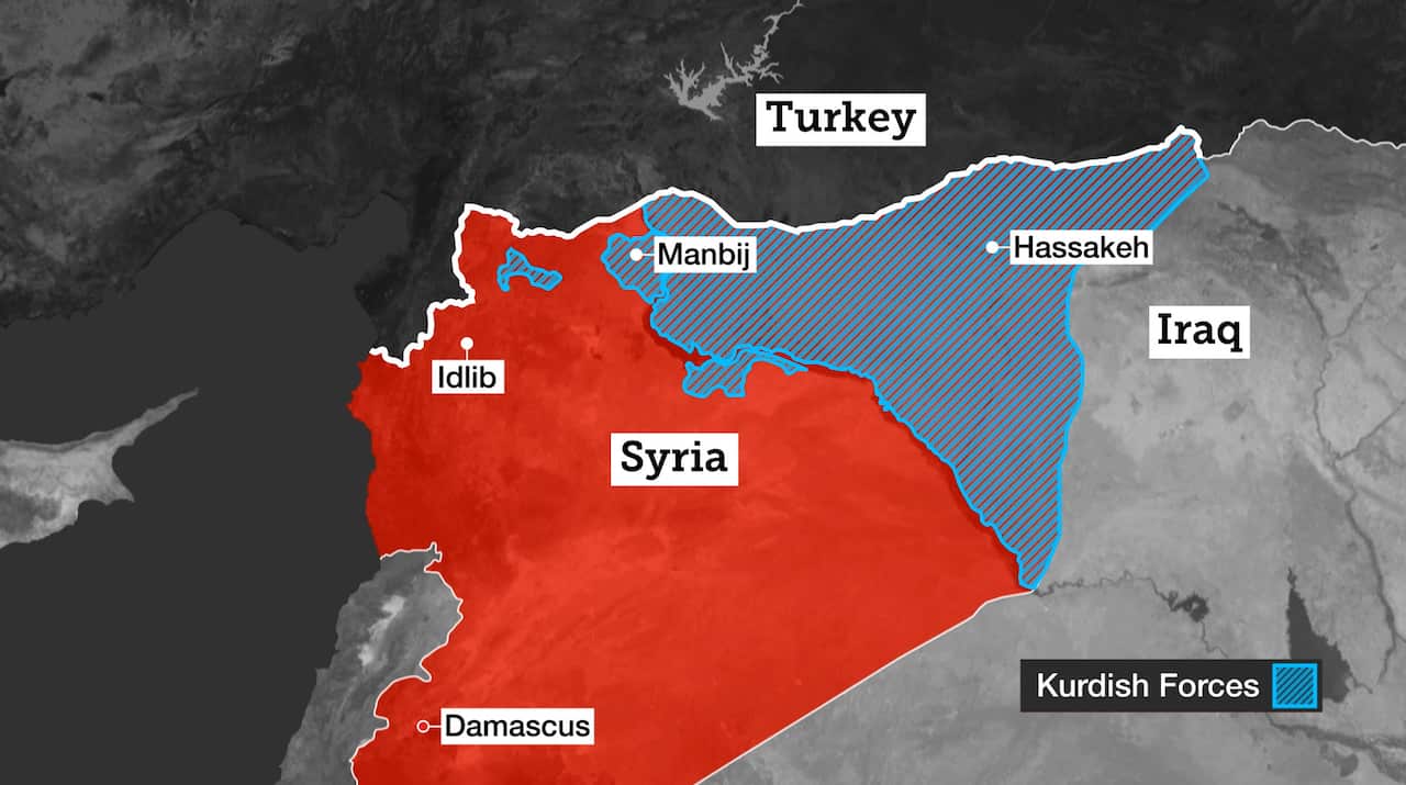 The Kurdish-controlled part of Syria.