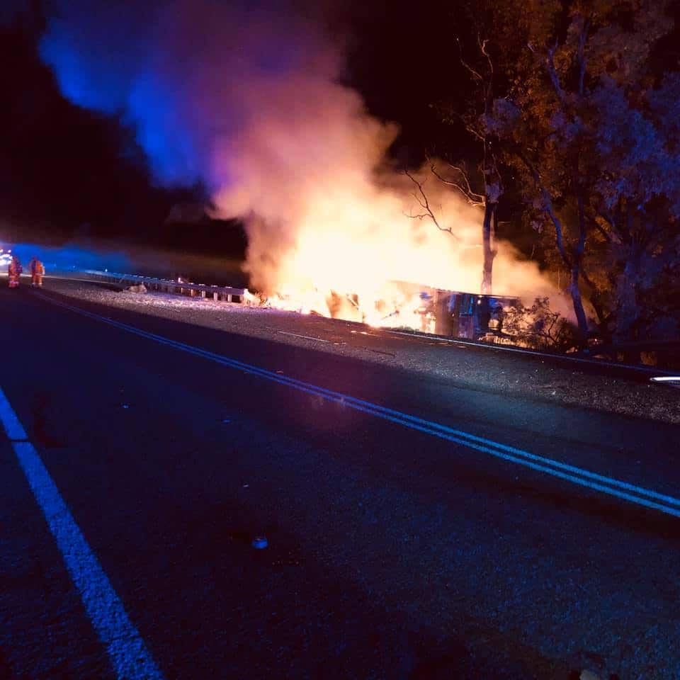 The scene of the crash near Willow Tree on Monday night.