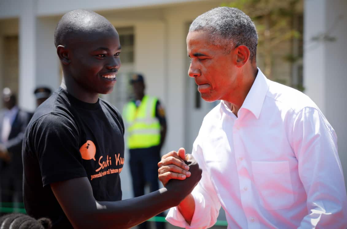 Former US president Barack Obama in Kogelo, Kenya.