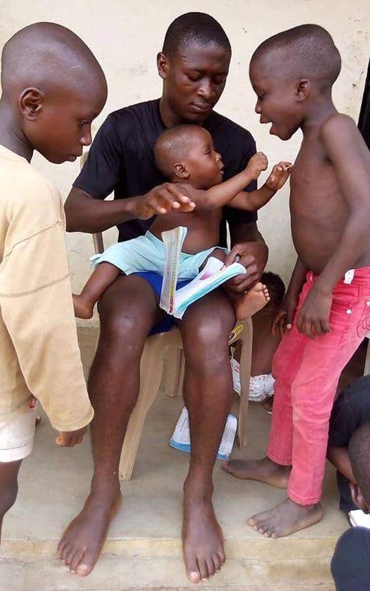 Hope (centre) pictured with other children from the Dinnoedhjaelp orphanage in Nigeria.