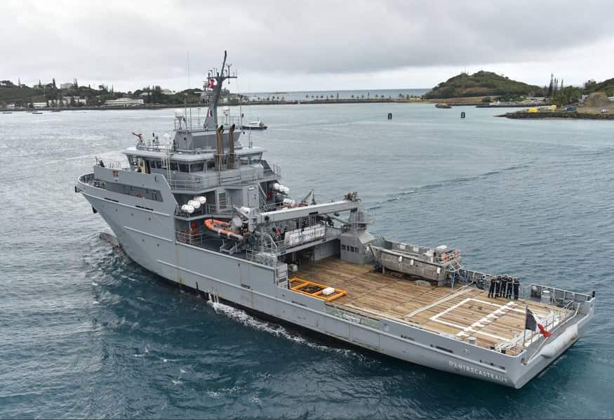 The navy vessel Entrecasteaux.