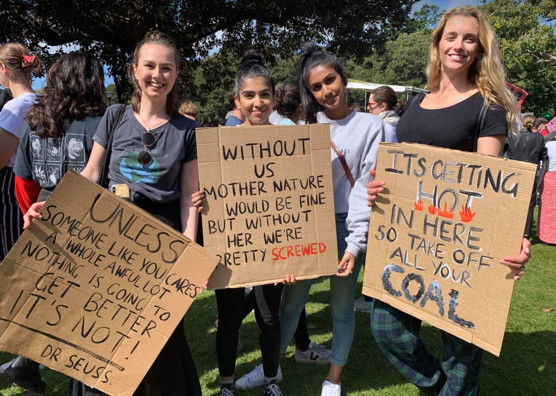 Adults joined the kids at the protests.