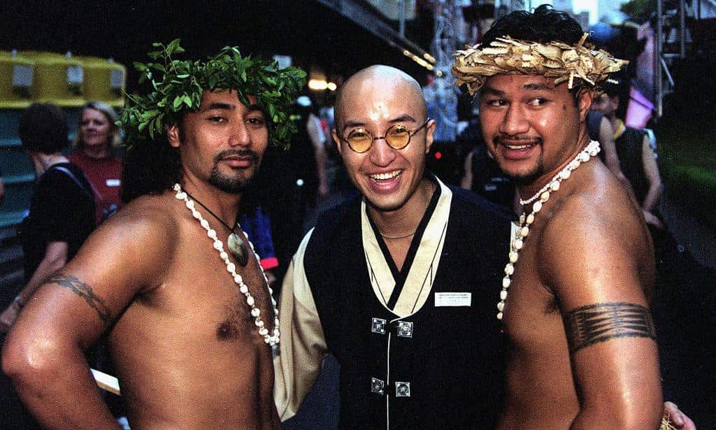 Hong Seok-cheon, a former a popular television personality from South Korea, at the Sydney Gay and Lesbian Mardi Gras in 2001. 