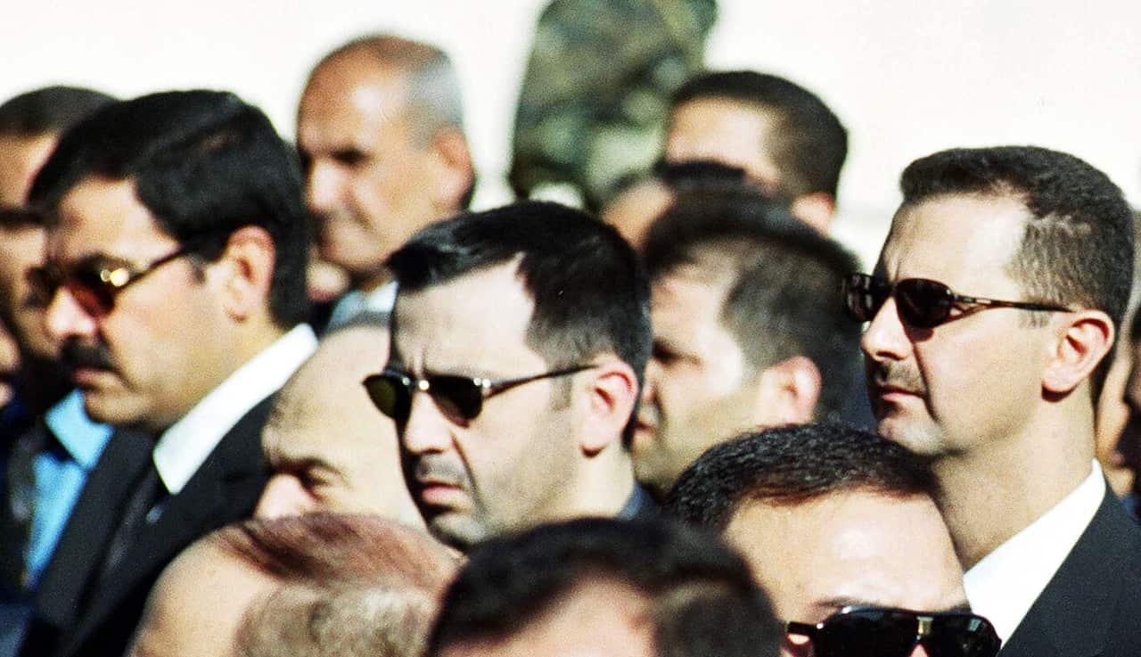 Bashar al-Assad at the funeral of his father, Hafez al-Assad