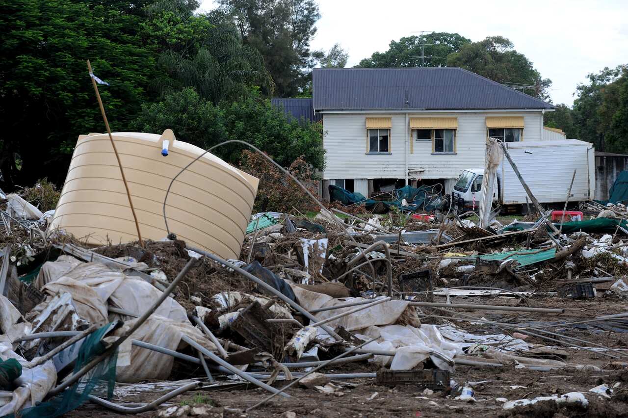 Devastation in the town of Grantham in the Lockyer Valley. (AAP)