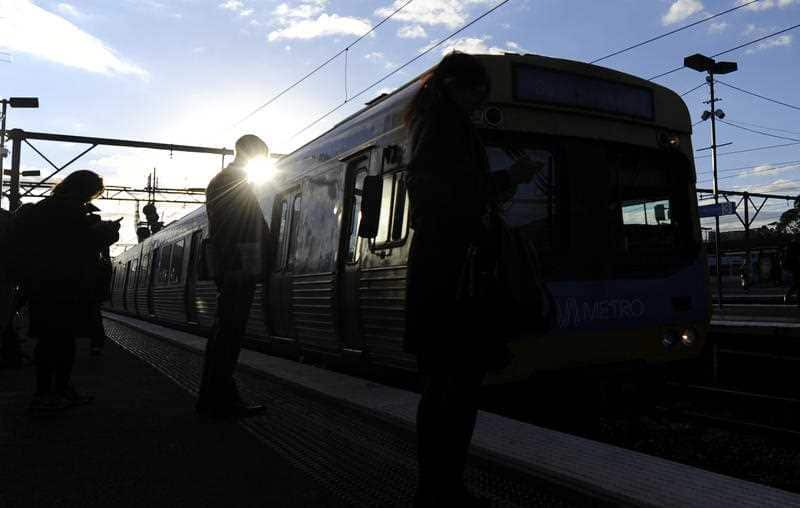 A train approaches Richmond station in Melbourne, where Sohan Senanayake saved a woman who had fallen onto the tracks.