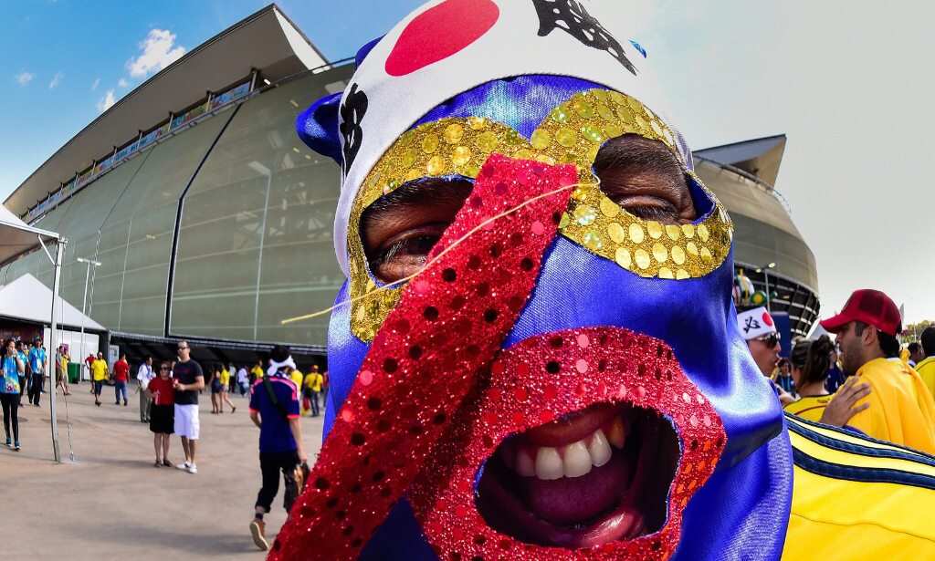 We'll just put this here. Colombian supporters attend the Colombia vs. Japan game at the FIFA World Cup 2014 Group C, at the Arena Pantanal stadium. (EPA)