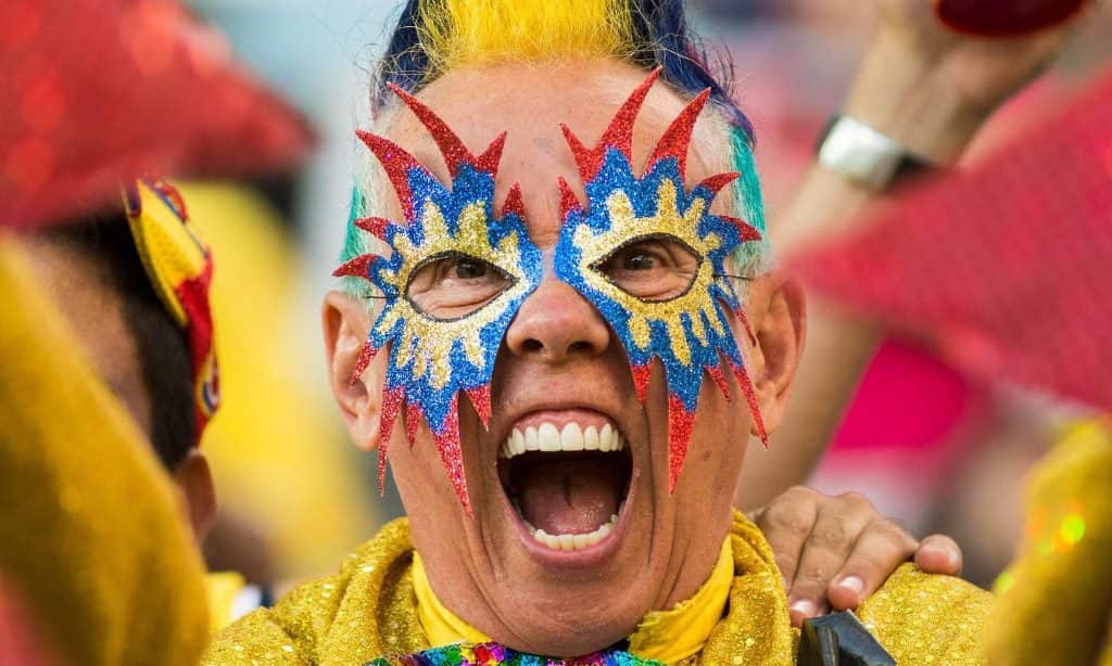 A real fan at the Colombia v Japan game at the FIFA World Cup 2014 Group C, at the Arena Pantanal stadium. (EPA)
