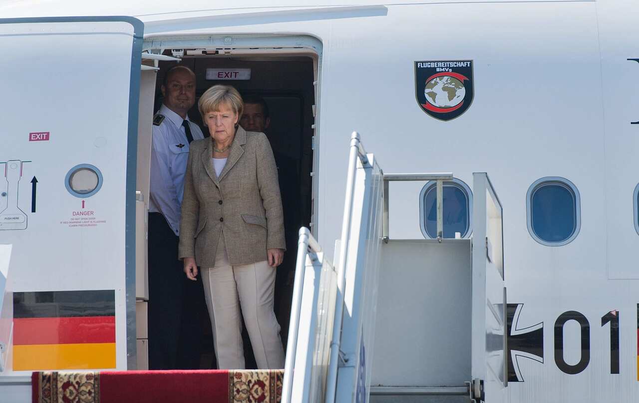 German Chancellor Angela Merkel arrives in Kiev, Ukraine