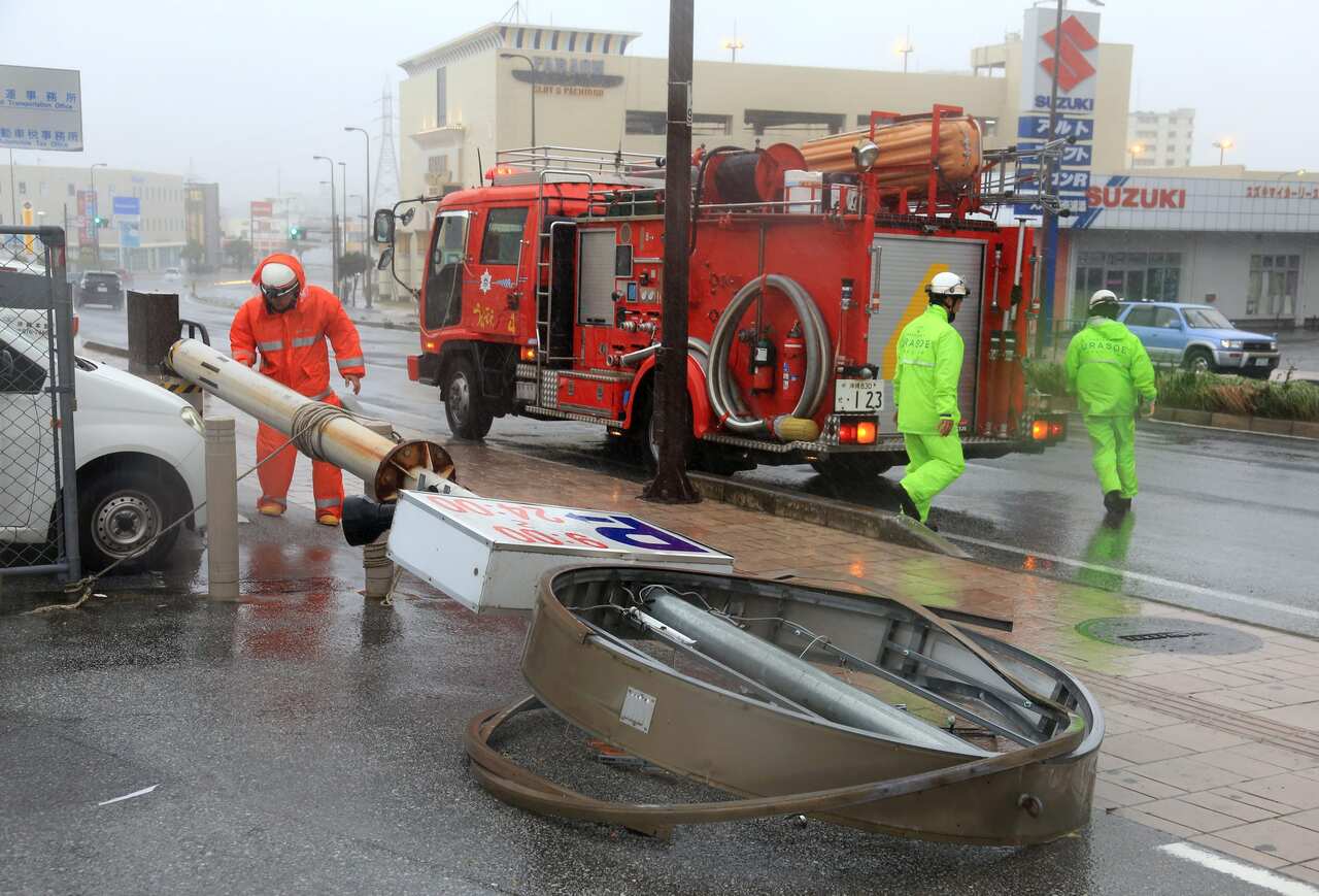 Typhoon Vongfong in Urasoe city on Okinawa, Japan