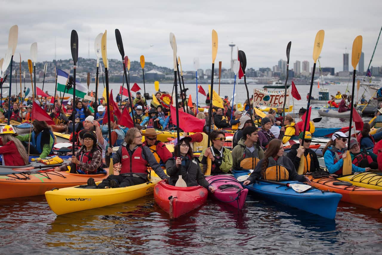 Seattle flotilla protests Shell's Arctic drilling plans