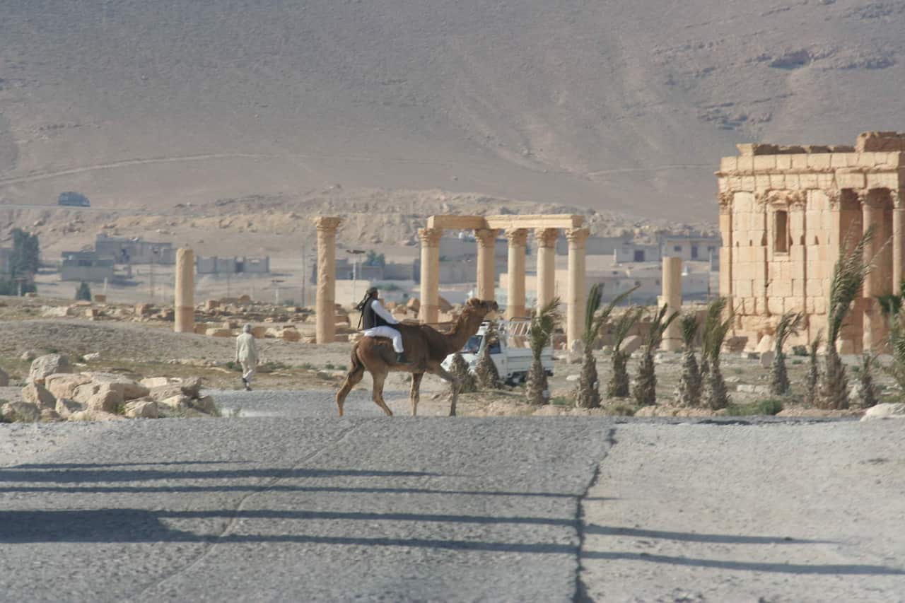 The picture shows ruins of the antique city of Palmyra located on an oasis in central Syria on April 13, 2010. (AAP Image/NEWZULU/ANTOINE MATEOS)