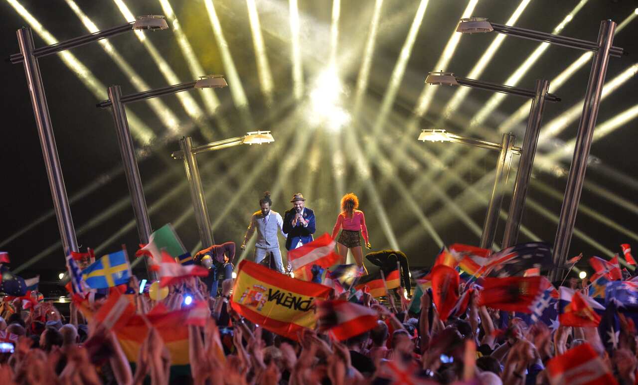 Guy Sebastian performs at Eurovision grand final