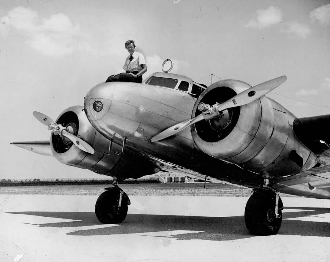 Amelia Earhart before takeoff in Miami in 1937.