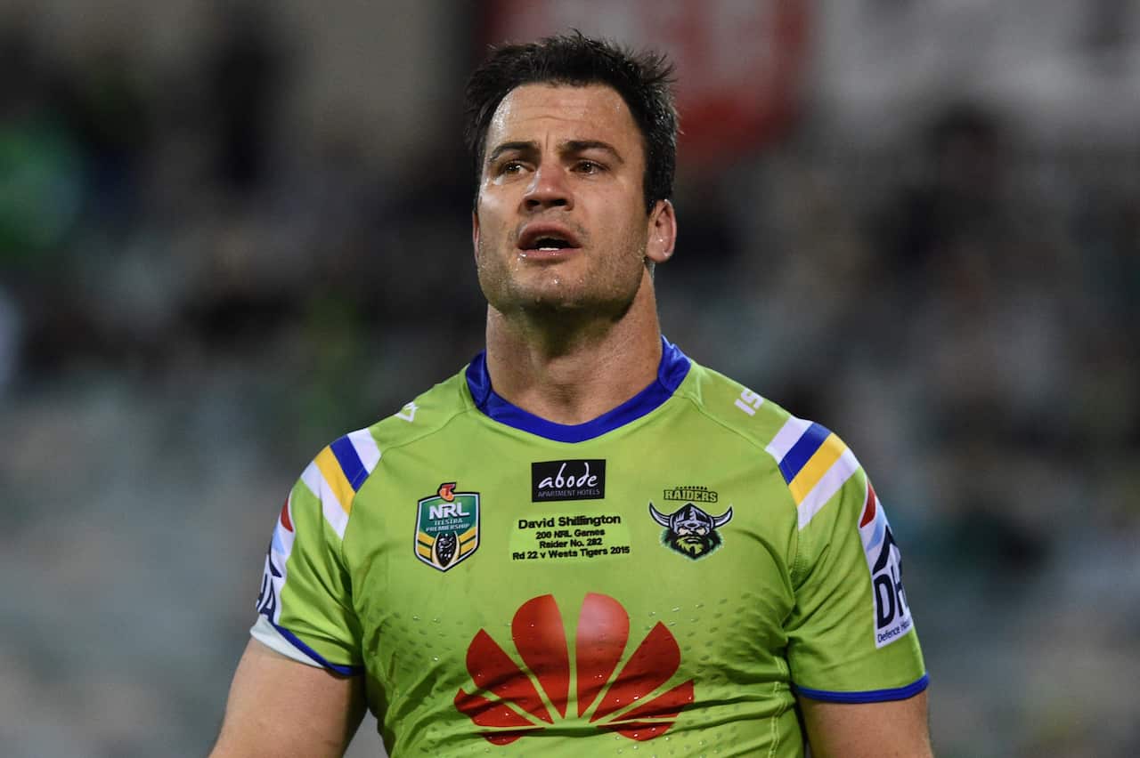 Canberra Raiders forward David Shillington in action in August 2015.