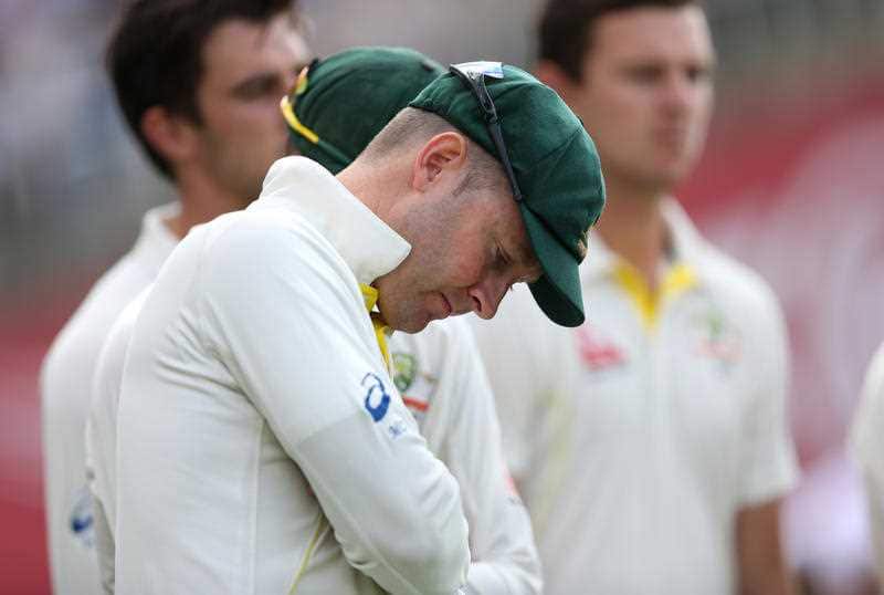 Australia Captain Michael Clarke before the trophy presentation during day four of the Fifth Ashes Test.