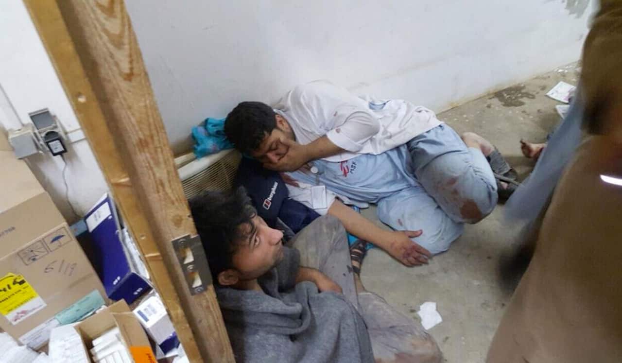 Injured Doctors Without Borders staff are seen after the bombing of their hospital in the northern Afghan city of Kunduz.