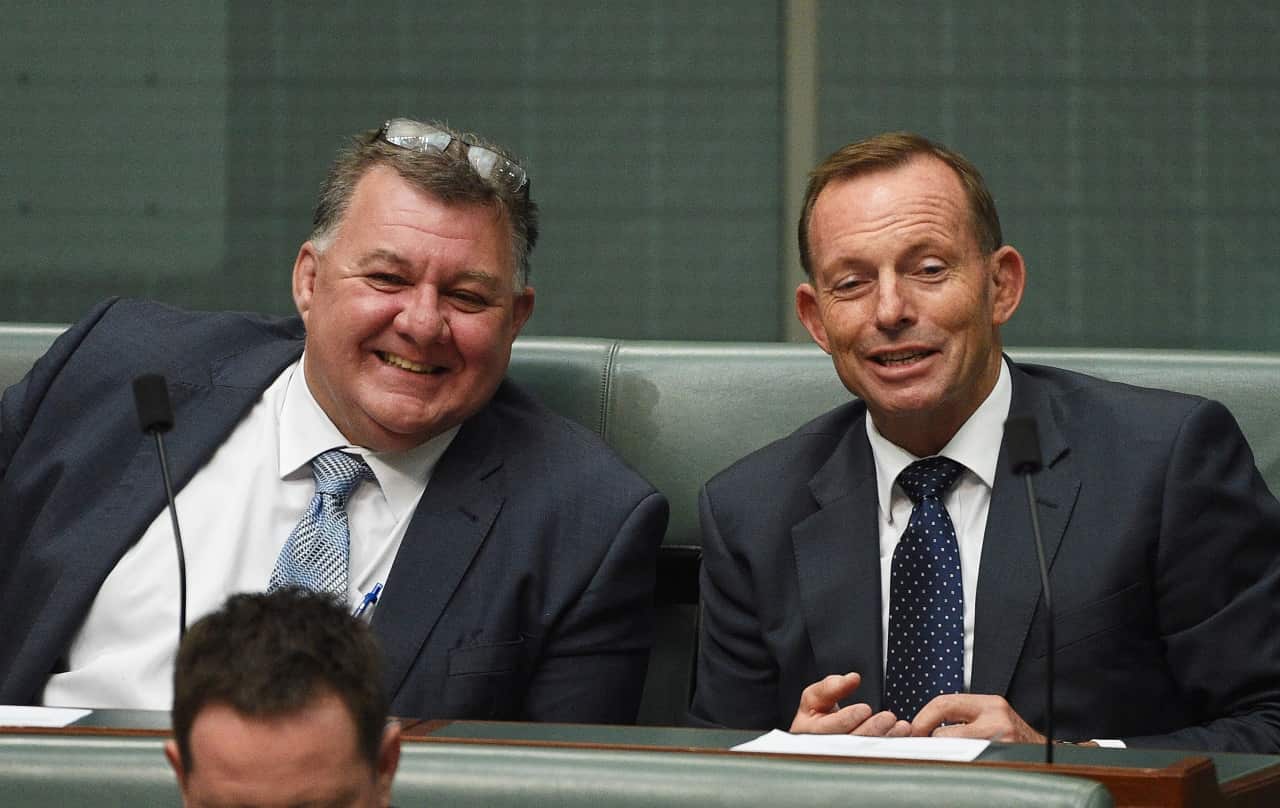 Craig Kelly and Tony Abbott during Question Time.