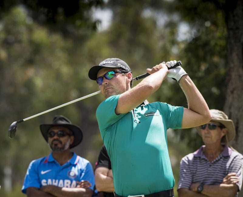 Matthew Griffin of Australia during the final day of the ISPS Handa Perth International golf tournament playing at the Lake Karinyup golf course in Perth.