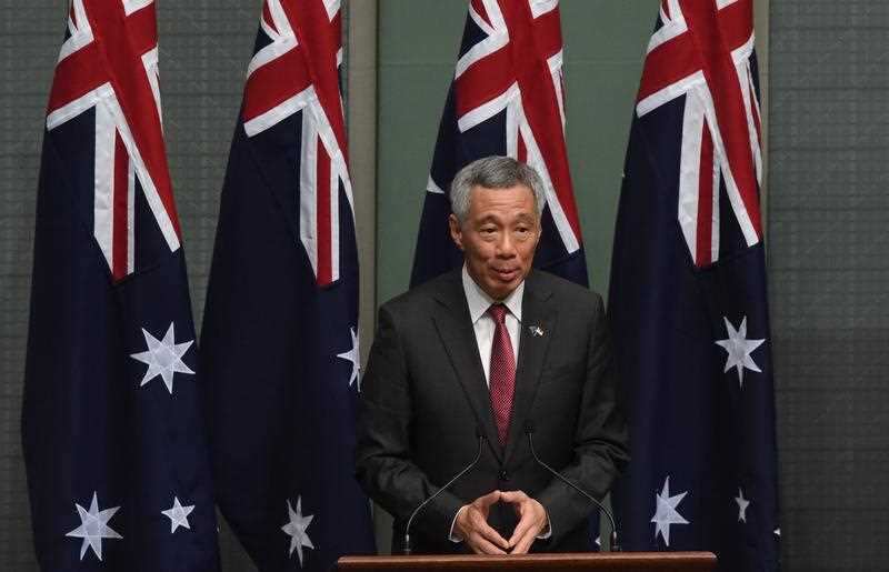 Prime Minister of Singapore Lee Hsien Loong speaks at a joint sitting of Parliament in the House of Representatives at Parliament House in Canberra