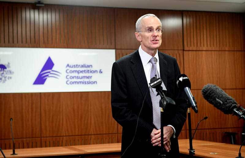 ACCC Chairman Rod Sims speaks to media during a press conference in Sydney, Monday, July 24, 2017.