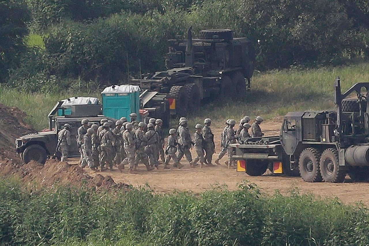 2016 US Army soldiers move during the annual U.S. South Korea Ulchi-Freedom Guardian military exercises in Paju, South Korea.