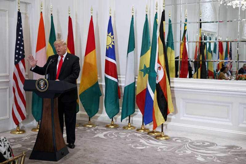 President Donald Trump speaks during a luncheon with African leaders at the Palace Hotel during the United Nations General Assembly, Wednesday, Sept. 20, 2017, in New York.