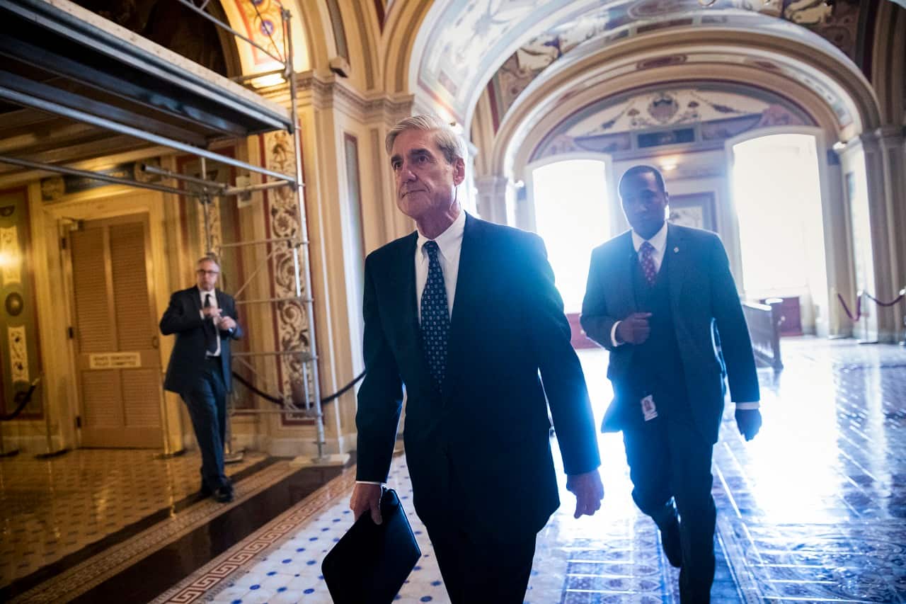 Special Counsel Robert Mueller departs the Capitol after closed door meeting in Washington.