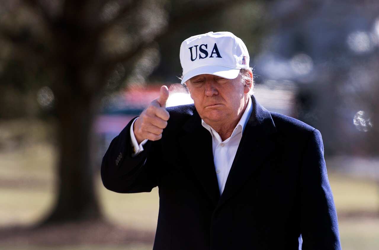 US President Donald J. Trump gives the thumbs up