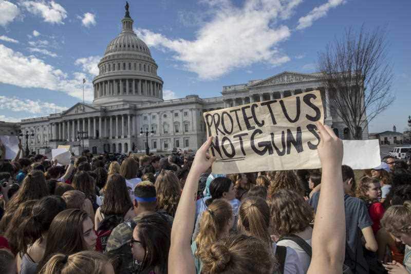 School students from Montgomery County, Md., in suburban Washington, rally in solidarity with those affected by the shooting at Parkland High School in Florida, at the Capitol in Washington, Wednesday, Feb. 21, 2018.