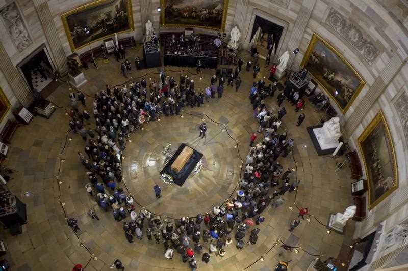 General public views the casket of American evangelist Billy Graham lying-in honor at the US Capitol.