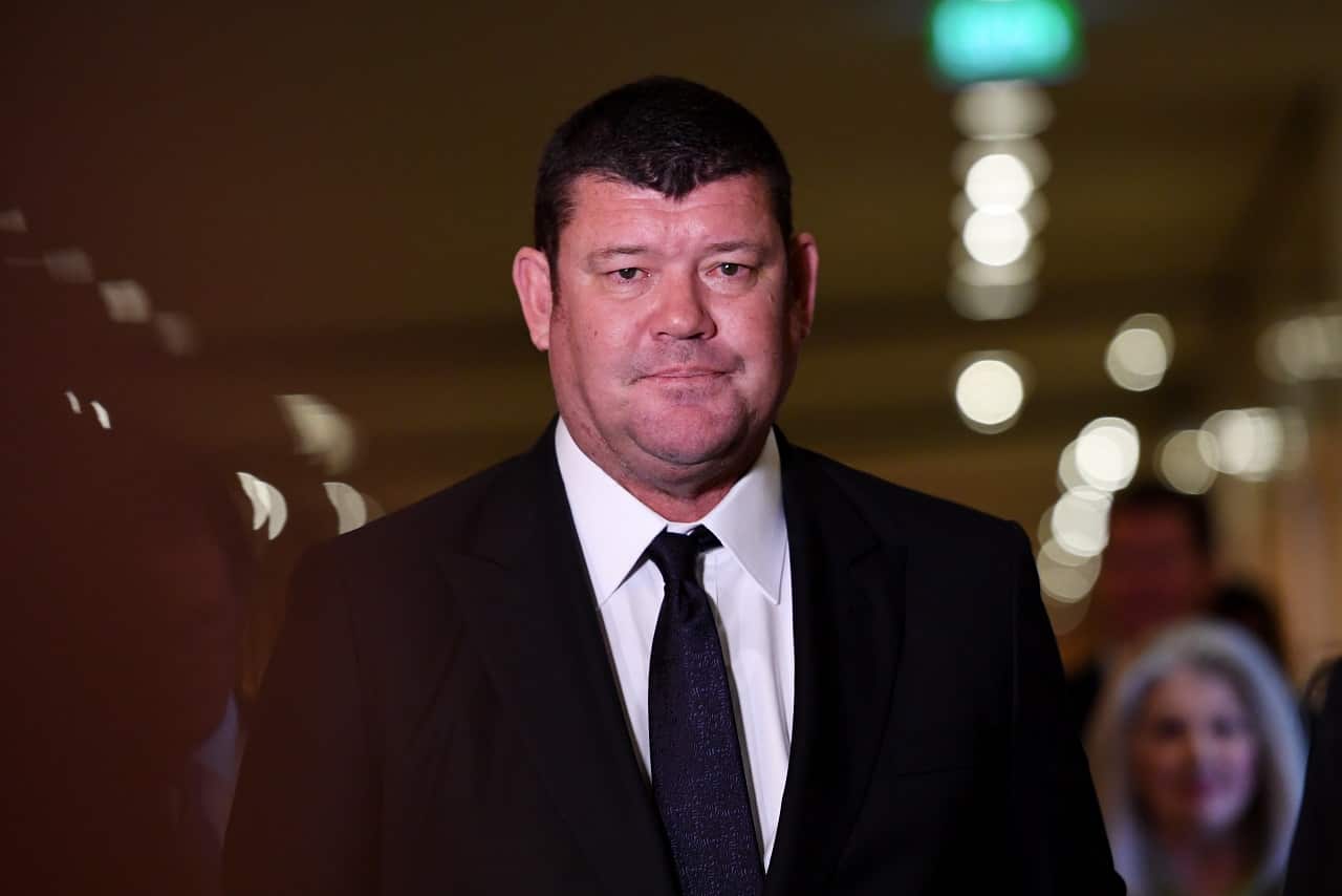 James Packer leaves a Crown Casino meeting.