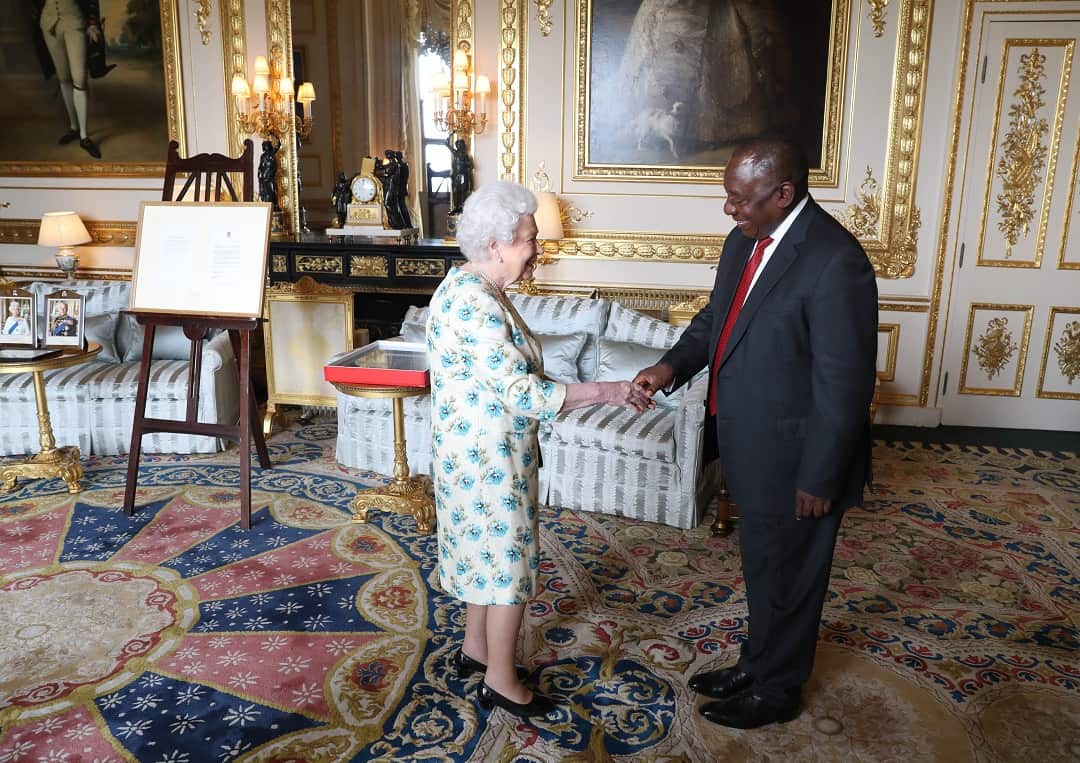 Queen Elizabeth II meets South African President Cyril Ramaphosa.
