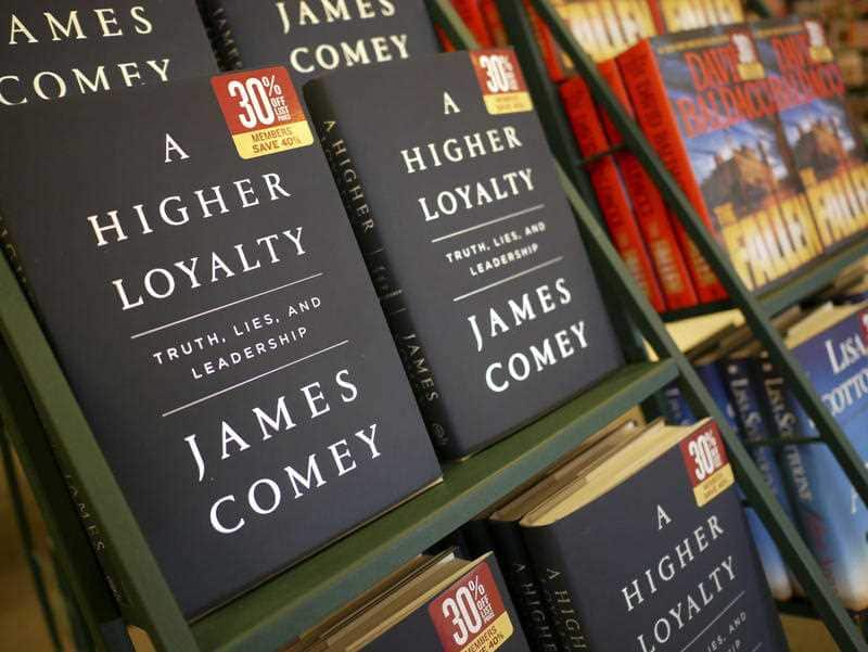 The book, "A Higher Loyalty" by former FBI Director James Comey is displayed at a bookstore.