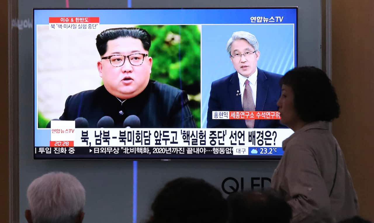 North Korea's Korean Central News Agency reported that North Korea decided to stop nuclear and ICBM testing ahead of a North-South Korea summit.