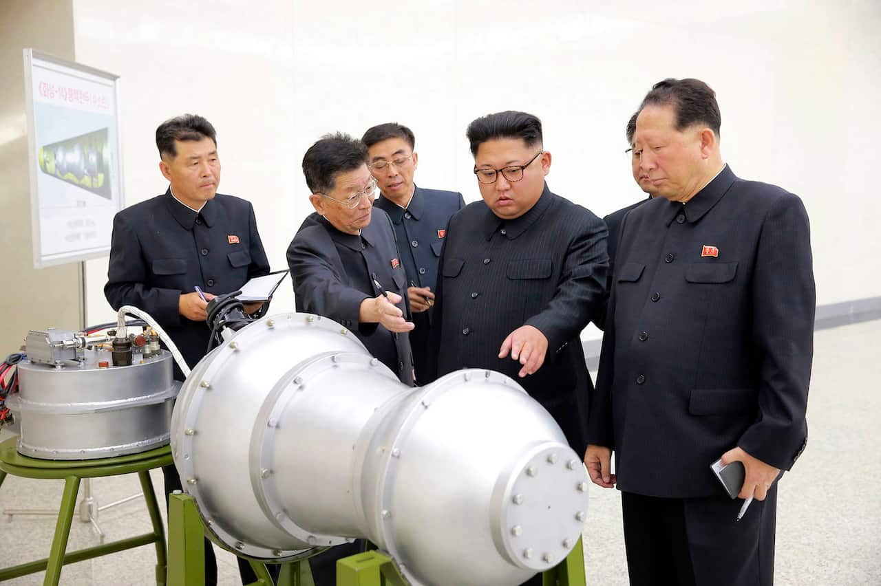 File photo shows North Korean leader Kim Jong Un at an undisclosed location in North Korea.