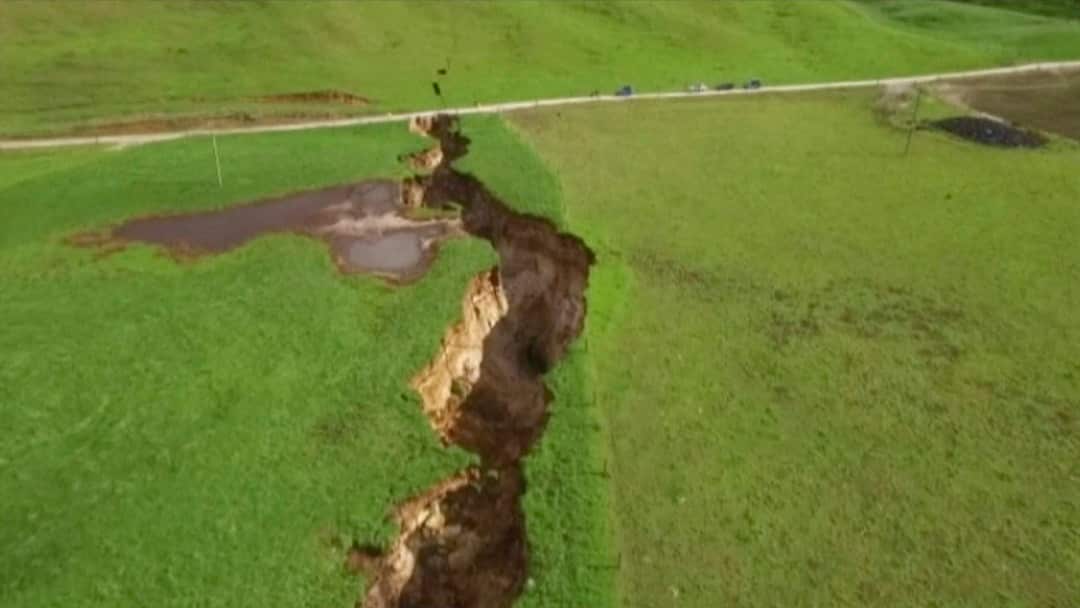 A worker stumbled upon the chasm when he was rounding up cows for milking.