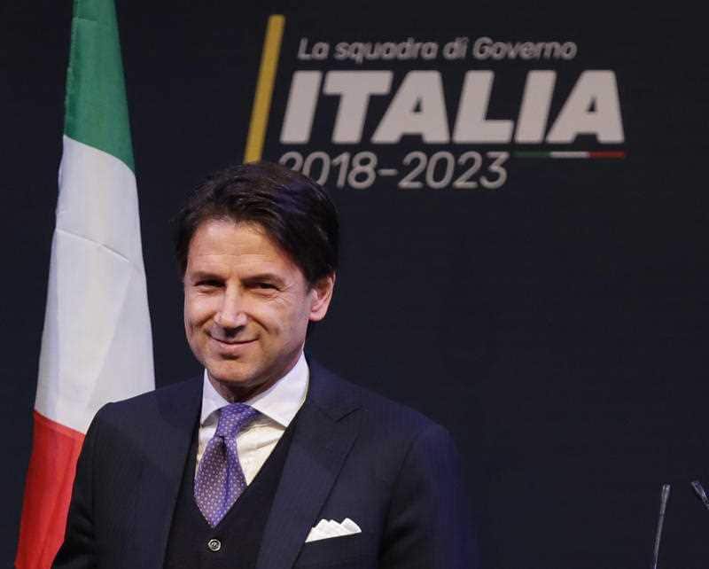 In this photo taken on Thursday, March 1, 2018, Giuseppe Conte smiles during a meeting in Rome. 