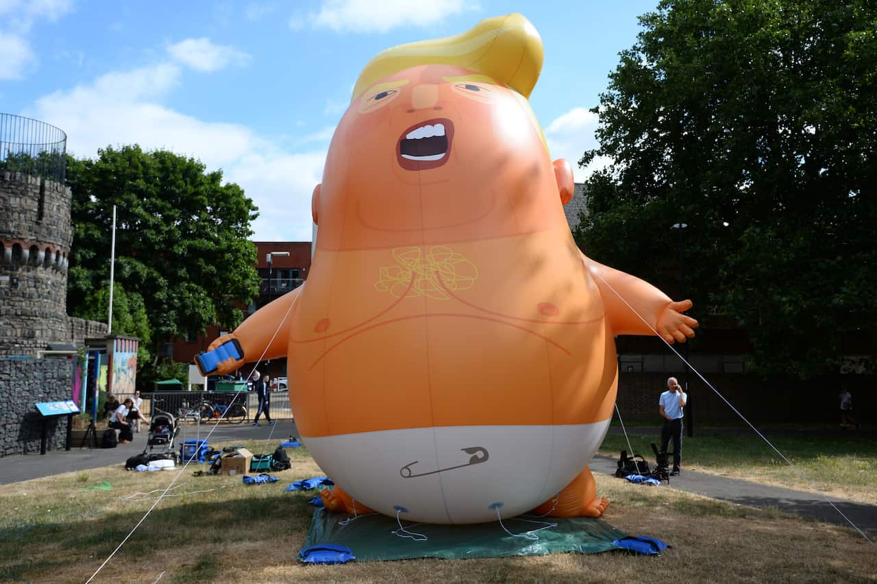 The blimp ready for takeoff.