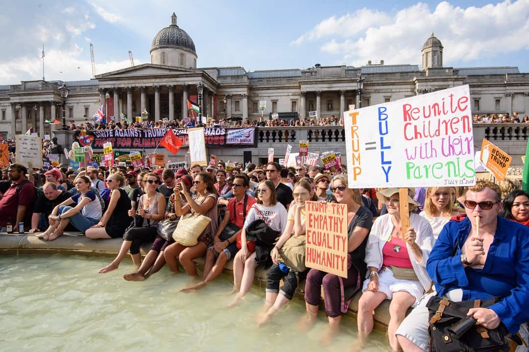 Stop Trump demonstrators in Trafalgar Square.