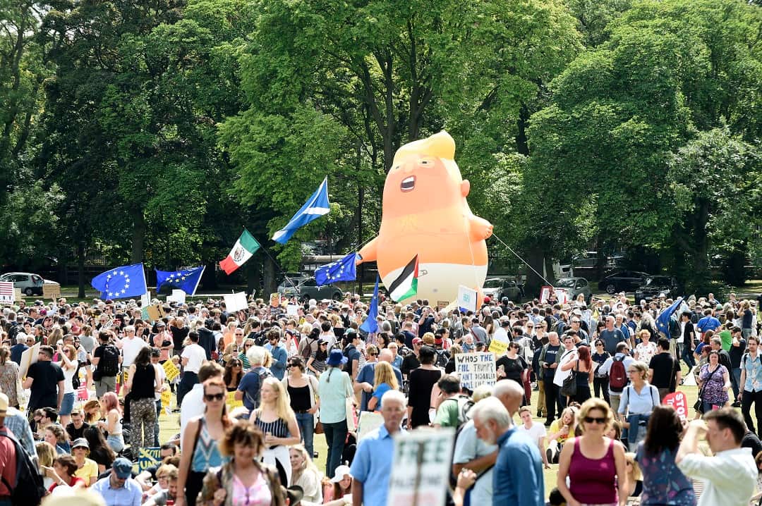 The Baby Trump blimp makes an appearance in Scotland.