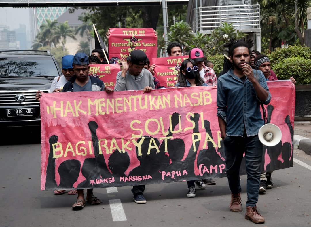West Papuan activists stage a rally in Jakarta.