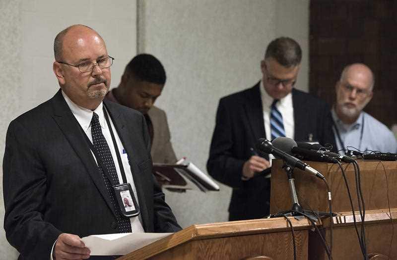 Scott Frakes Director of Nebraska Department of Corrections, delivers a statement after the execution of Carey Dean Moore.