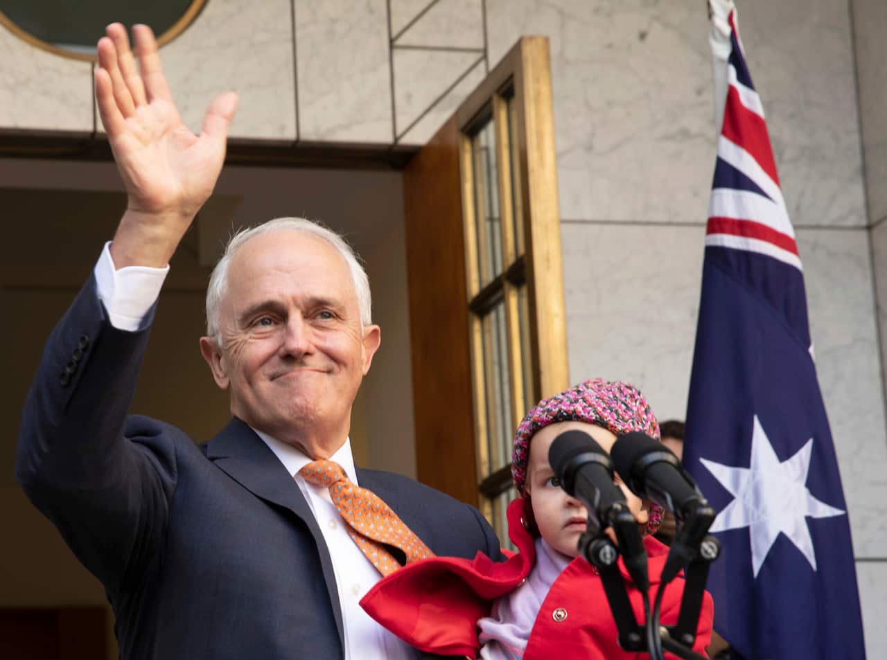 Malcolm Turnball during a final press conference before leaving Parliament in 2018.