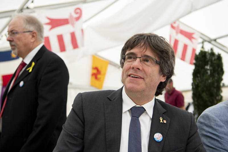 Carles Puigdemont, legitimate president in exile of Catalonia at the 71st Festival of the People of Jura, in Delemont, Switzerland, Sunday, Sept. 9, 2018.