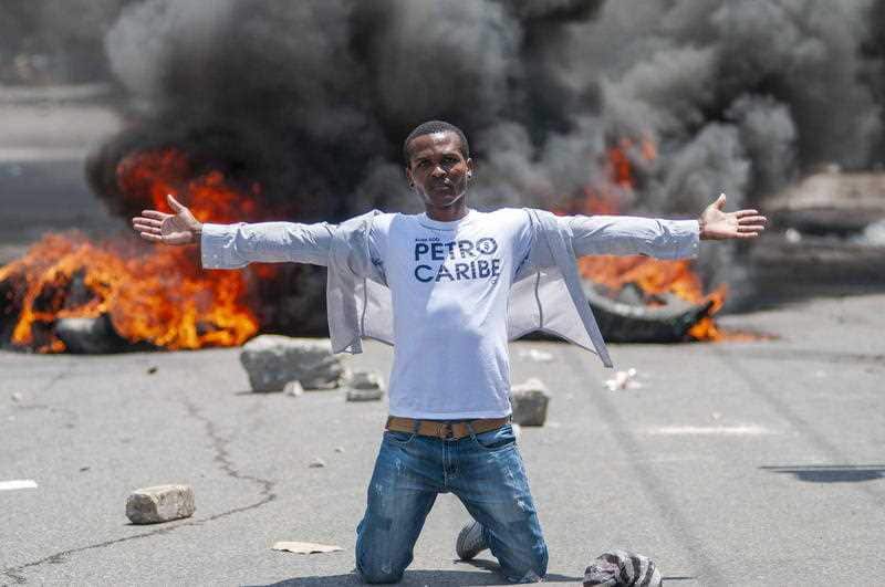 A man participates in the march