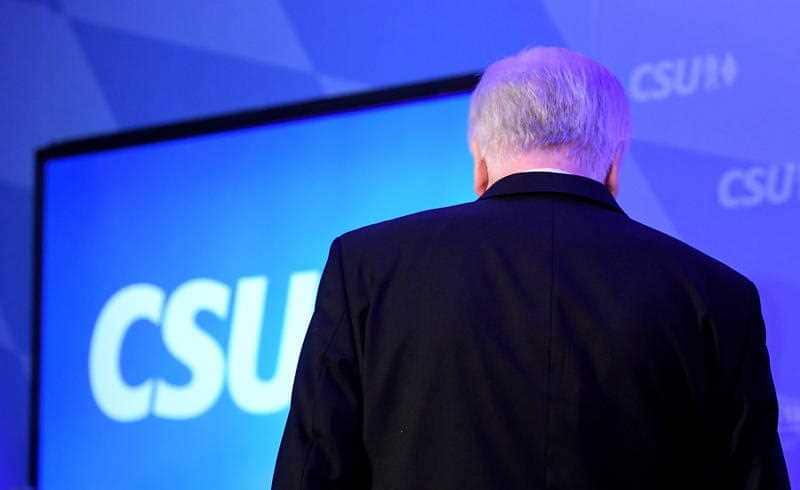 Bavarian State Prime Minister Markus Soeder of the Christian Social Union Party (CSU) speaks to supporters at the state parliament after the first exit polls of the Bavarian State elections