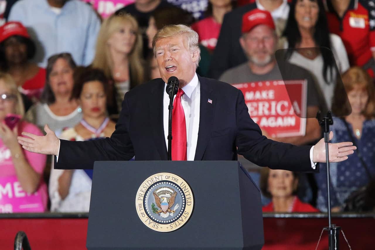 Donald Trump on the campaign trail for the US midterms.