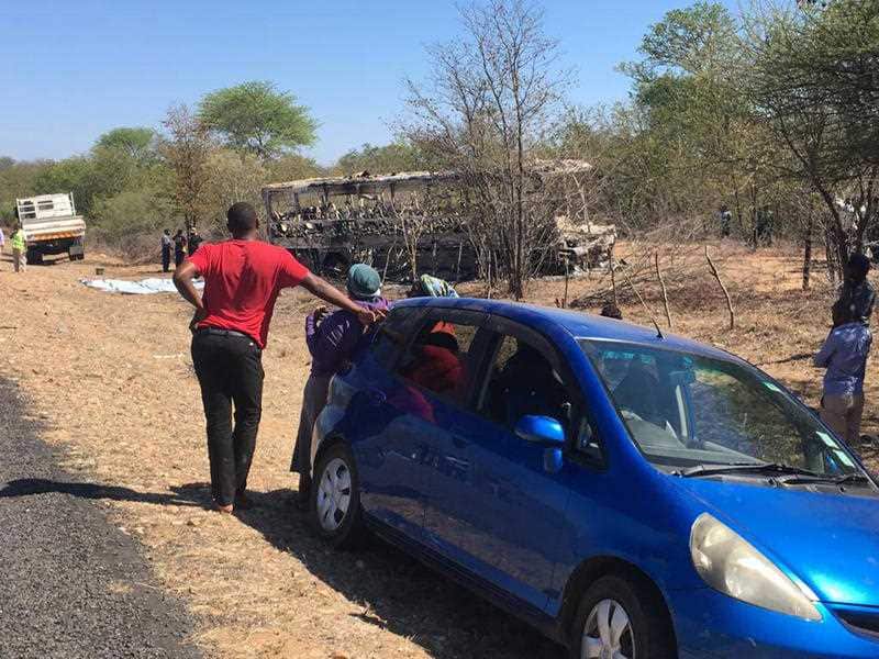 It is suspected a gas tank which caused the inferno belonged to one of the passengers.