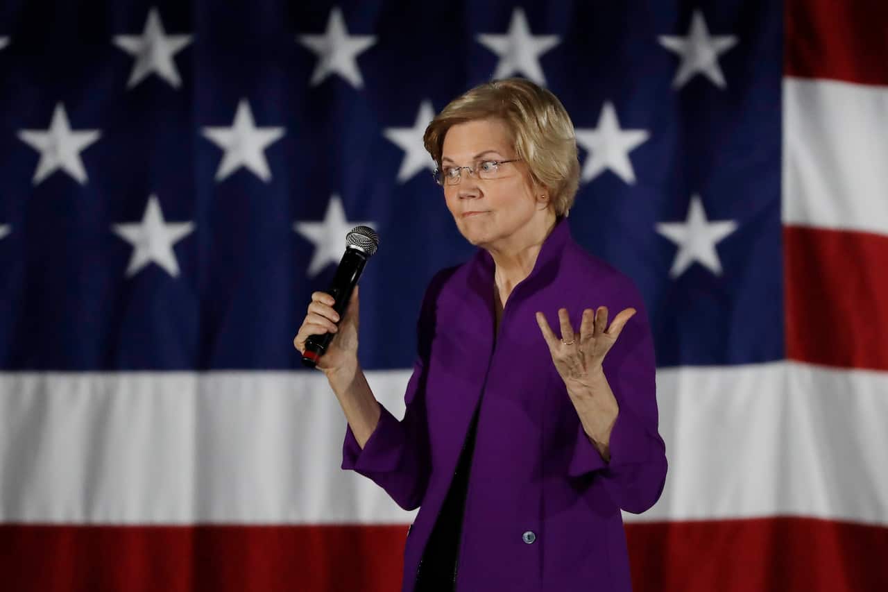 2020 Democratic presidential candidate Sen. Elizabeth Warren speaks to local residents in the Queens borough of New York. 